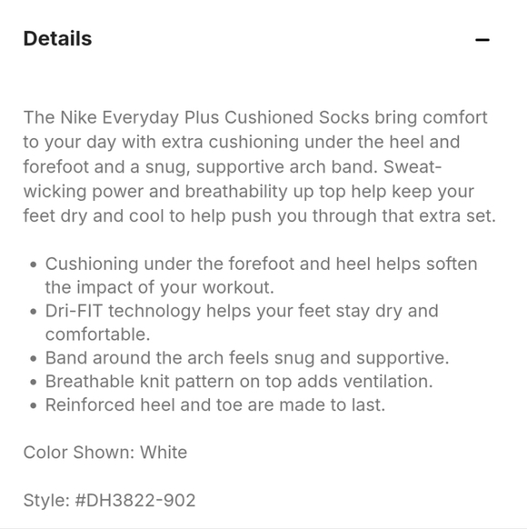 NWT Unisex Nike Everyday Plus Cushioned Dri-fit Crew Socks - Pack of 3 - Picture 5 of 6